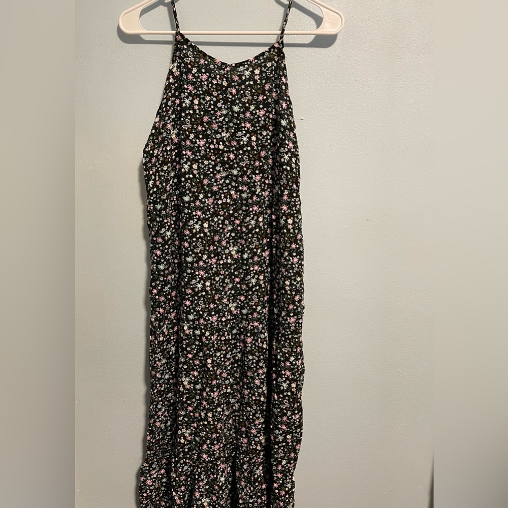 Long black floral dress